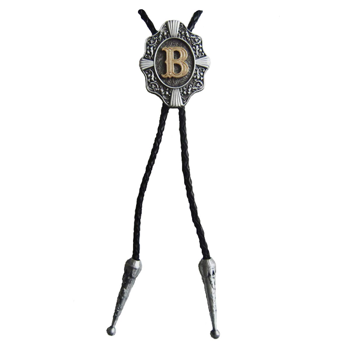 Western Bolo Tie mit Buchstabe B, 24 ct Goldauflage, Bolotie