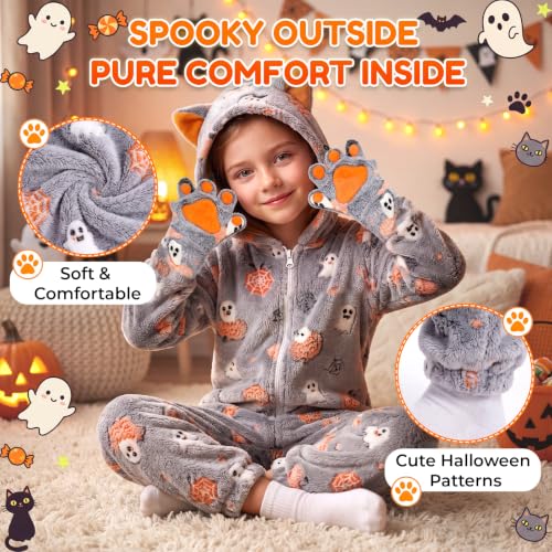 Joycover Halloween Cat Costume for Girls, Kids Glow in the Dark Cat Onesie - image 7