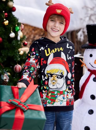 Kids Christmas Sweatshirt Ugly Funny Hoodie with Pocket 5-14 Years3