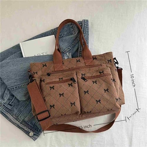 Bolso tote marrón con múltiples bolsillos y cierre miniatura 4