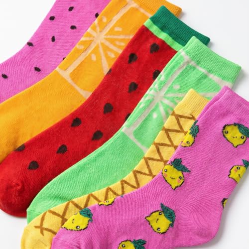 Image of Tipi Toe Women's 6-Pack Funky Crew Socks | Colorful Fun Patterned Novelty Dress Socks, Sizes 9-13