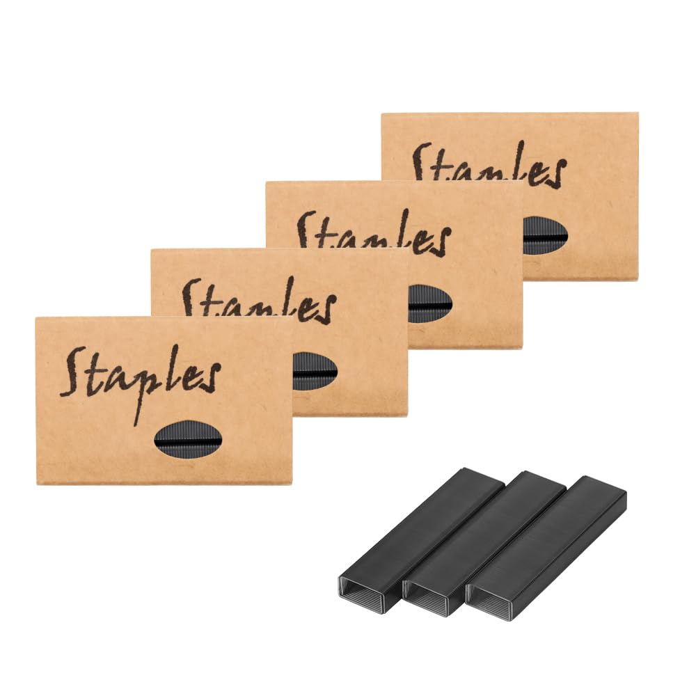 4 Pack Black Staples for Stapler, 26/6 Standard Staples Set Jam Free Stapler Refills, 1/4 Inch Staples for Home Office Supplies, 1000Pcs Staples per Pack, 4000Pcs in Total