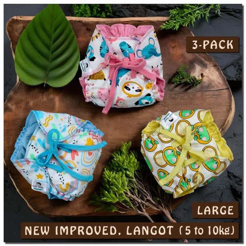 Image of kids need dry feel langot for new born baby 0-3 months, Pack of 3 Large size (5-10kg) super soft cotton cloth nappies for new born baby essentials nappy L1S