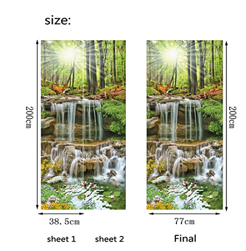 Door Sticker - Flfk 3D Door Mural Peel And Stick, Removable Self-Adhesive Landscapes Door Wallpaper For Home Decor, 30.3 "W X 78.7 "L, Set Of 2 Sheets #TOP7