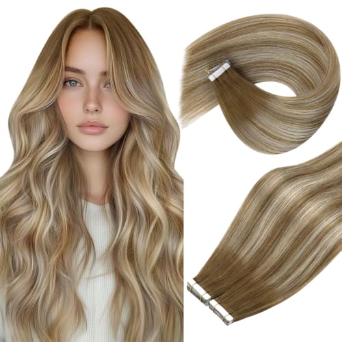 Ve Sunny Extensions Tape in Balayage Medium Brown With Blonde 22inch 50g