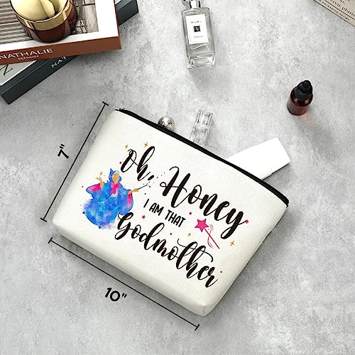 Decohim Makeup Bag Cosmetic Bag for Women Funny Godmother Gift Godmother Proposal Pregnancy Announcement Birthday Wedding Mothers Day Christmas Gifts for Godmom Fairy Fans I'm That Godmother2