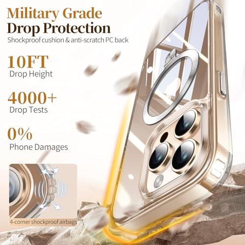 Image of ESTPEAK CD Mag-Stand Case for iPhone 15 Pro Max Case with Invisible Magnetic Ring, [Compatible with MagSafe] [Never Yellowing] Top Clear Phone Case Cover for iPhone 15 ProMax 6.7 inch, Clear