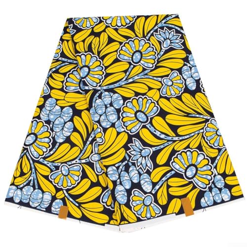 Besttoolifes Tela africana con estampado de cera, tela teñida de poliéster Ankara con patrón circular, material de costura multicolor para vestidos de novia y tradicional (FP6554)