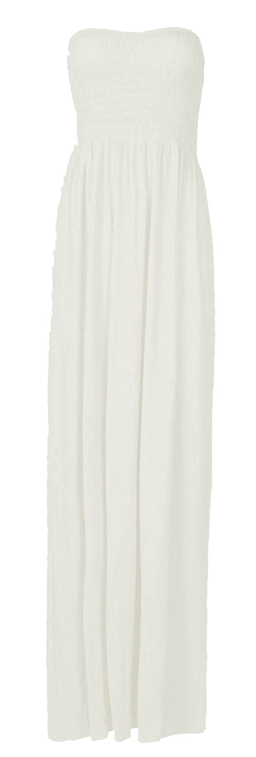 21Fashion Womens Sheering Maxi Dress Ladies Bandeau Boobtube Long Dress Plus Size Cream