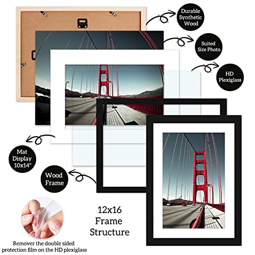12X16 Picture Frame Diamond Painting Frames Poster Frames Made Of Solid Wood,Display Pictures 10X14 With Mat Or 12X16 Without Mat For Photos, Paintings,Walls Decoration,Anniversary,Wedding,Christmas #TOP2