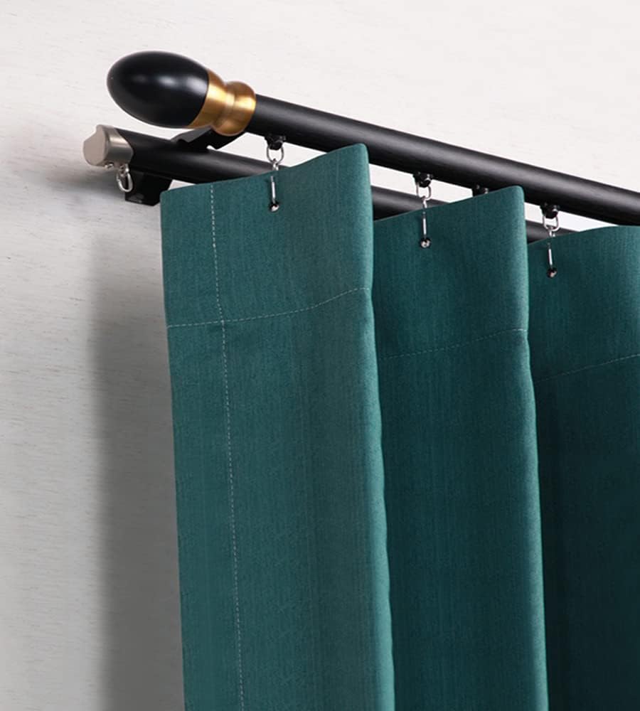 TIPIACE Heavy-Duty Double Curtain Rails Extra-Thick Aluminum Alloy Slide Downward Curtain Poles for Office and Living Room,Ceiling or Wall Mount (Curtain Poles-Elliptical head-Black)