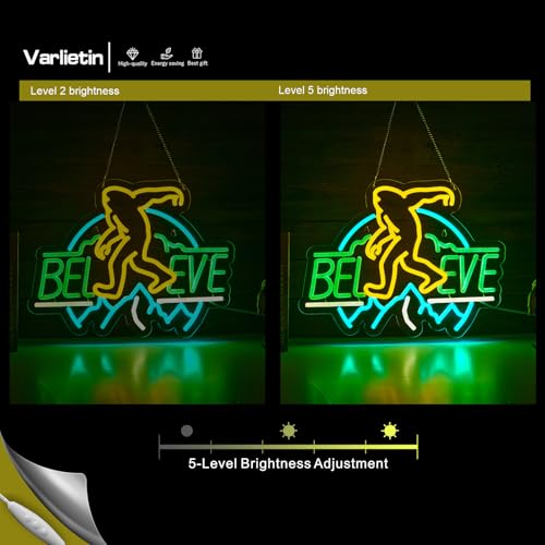 Image of Sasquatch Believe Neon Sign for Wall Decor, Bigfoot Neon Signs LED Lights for Kids Room Decor Bar Game Room Man Cave Gift, USB Powered