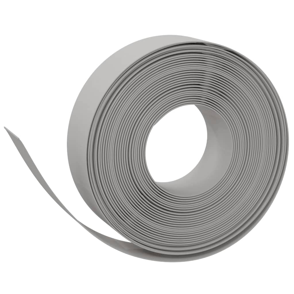 Bordo per prato, 5 pezzi, grigio, 10 m, 15 cm, in polietilene, flessibile, per aiuole di fiori, laghetti, delimitazione per prato, facile fissaggio a terra
