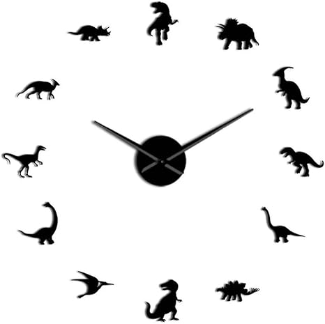 Amazon Co Jp 壁掛け時計 掛け時計 北欧 おしゃれ 連続秒針 ウォールクロック黒ジュラ紀恐竜diy大壁時計現代の巨大な静かな壁時計 3dミラー効果子供部屋の装飾壁ステッカー壁時計 電池式 クオ ツ サイレントムーブメント 掛け時計 ホーム ベッドルーム キッチン オフィス