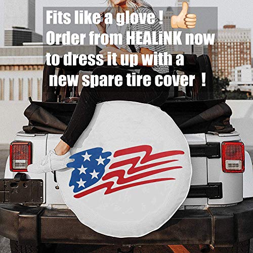 HEALiNK Spare Tire Cover 14 inch Waterproof PVC Leather Wheel Cover American Star Universal for Jeep Wrangler RV Trailers Toyota RAV4 Honda Hummer Car Tire Diameter 23-27 inch