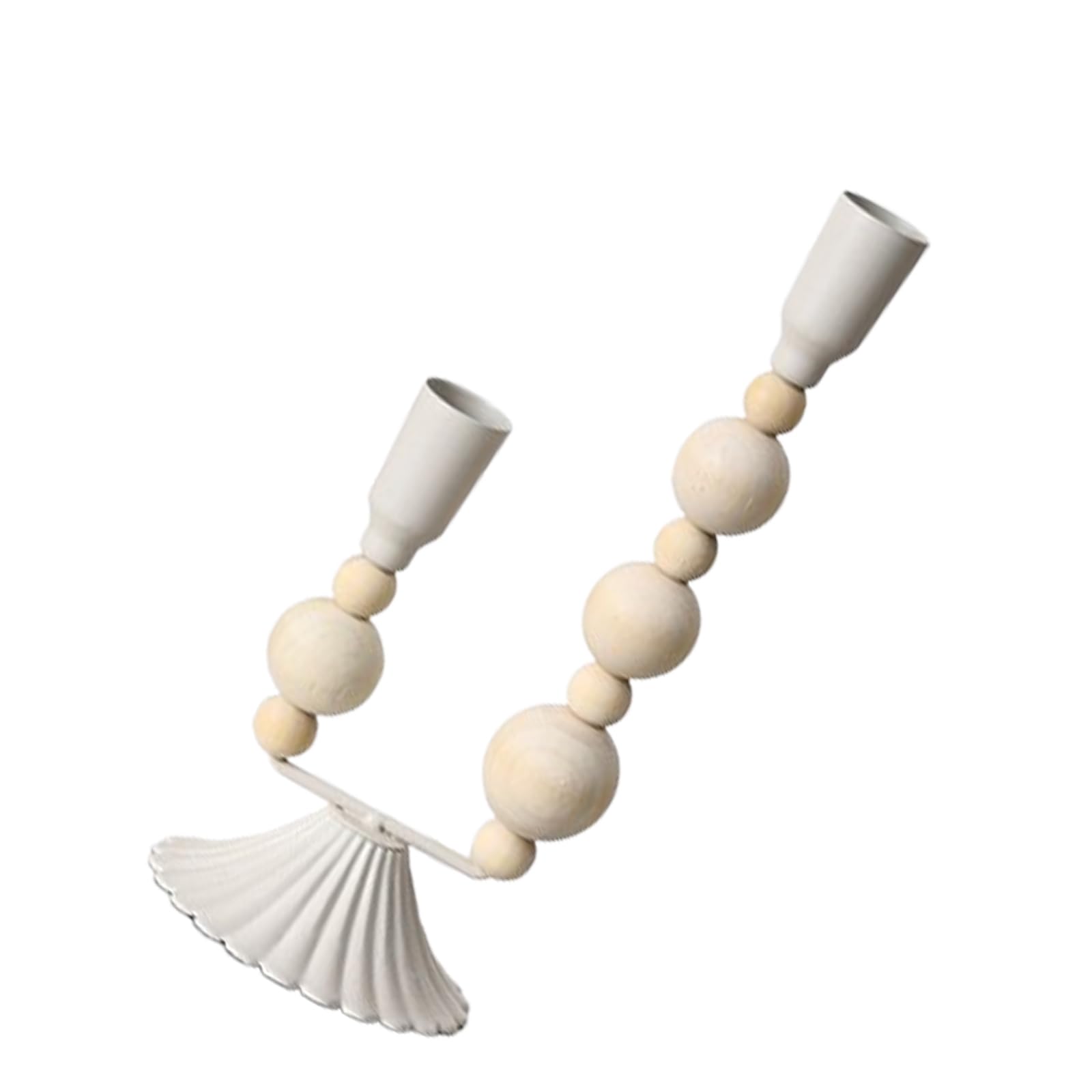 Kalttoy Wooden Beads Taper Holder Metal Candlestick for Home Decors Weddings Party and Dining Table Centerpieces Display Holder