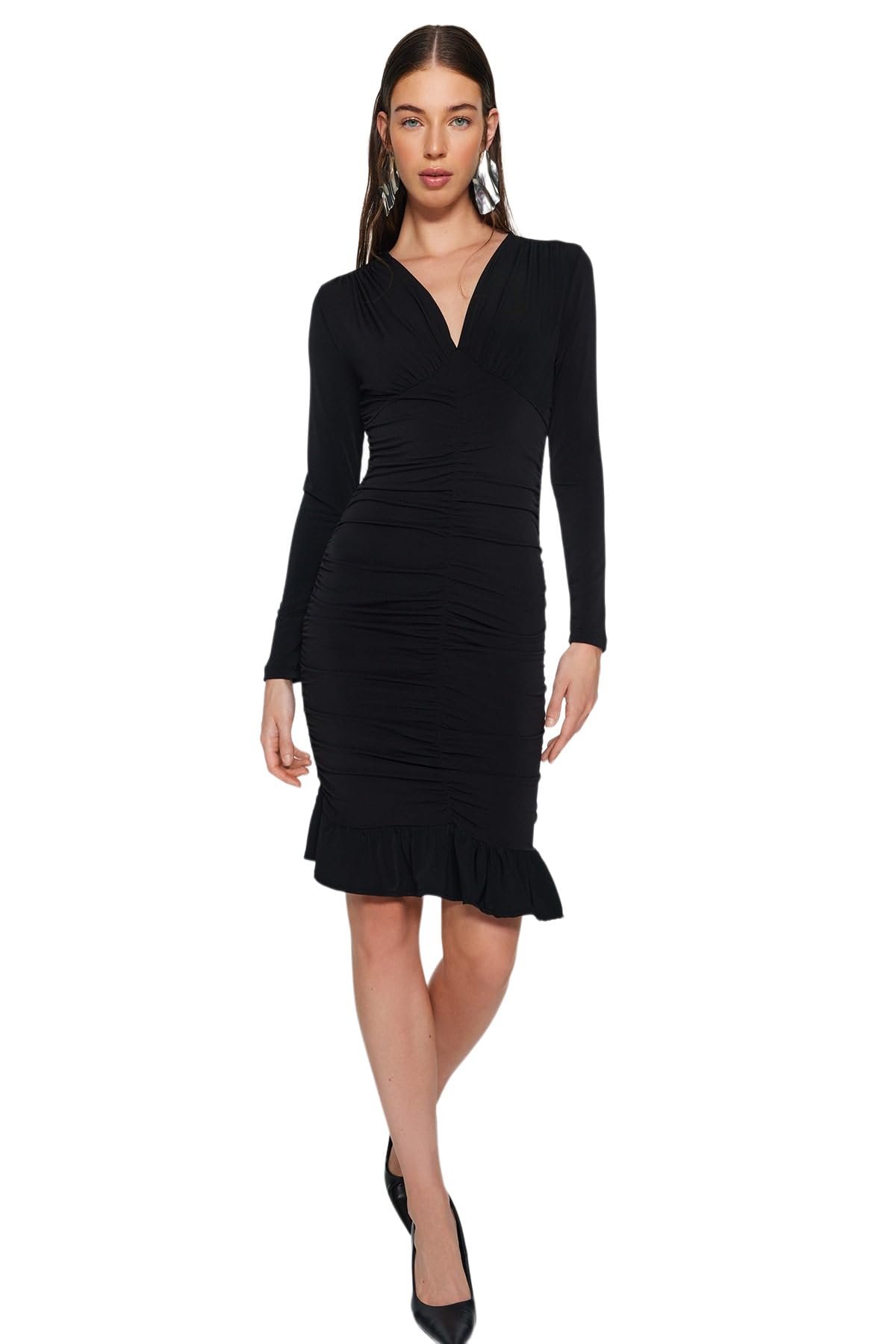 Trendyol FeMan Bodycon Slim fit Knit Dress,Black,M