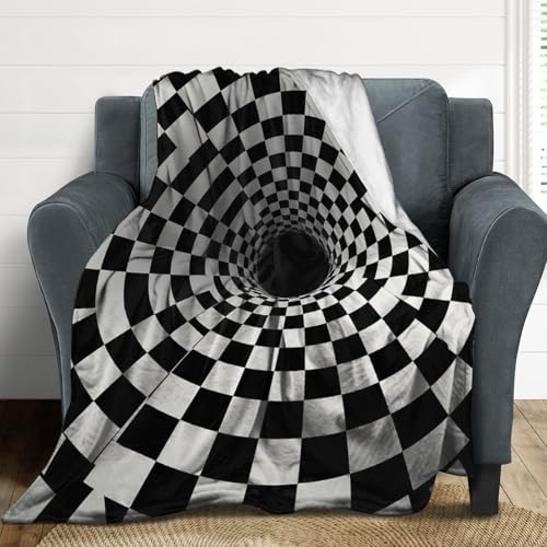 Couverture illusions visuelles flanelle pour cocooning sur canapé