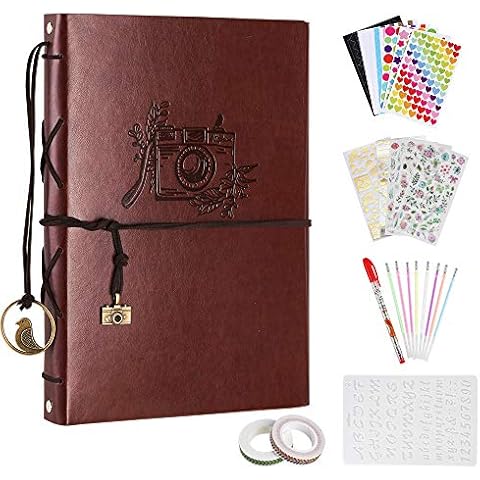 Fotoalbum zum Selbstgestalten Leder Scrapbook Album Schwarze Seiten Groß Hochzeit Fotobuch zum Einkleben Fotoalben Cover