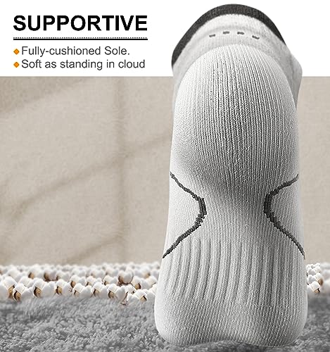Image of BULLIANT Men Running Ankle Socks 6Pack-Cushioned Support-Low Cut No Show | Fully Terry Sole | Arch Support | Seamless Toe Closure | Moisture-Wicking Breathable Mesh | Reinforced Heel&Toe