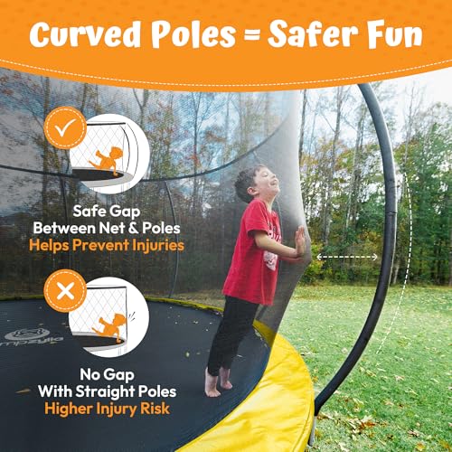 Image of JUMPZYLLA Trampoline Outdoor 8FT 10FT 12FT 14FT 15FT 16FT with Enclosure and Ladder, ASTM Approved Recreational Trampoline for Kids and Adults, Anti-Rust Coated Frame