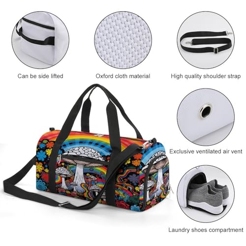 Mushroom Gym Bag Travel Duffel Bag Sports Tote Bag Workout Bag Weekender Bag for Women Men3