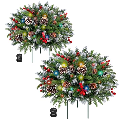 QULUXAO Set of 2 Christmas Planter/Urn Fillers Outdoor Front Porch,