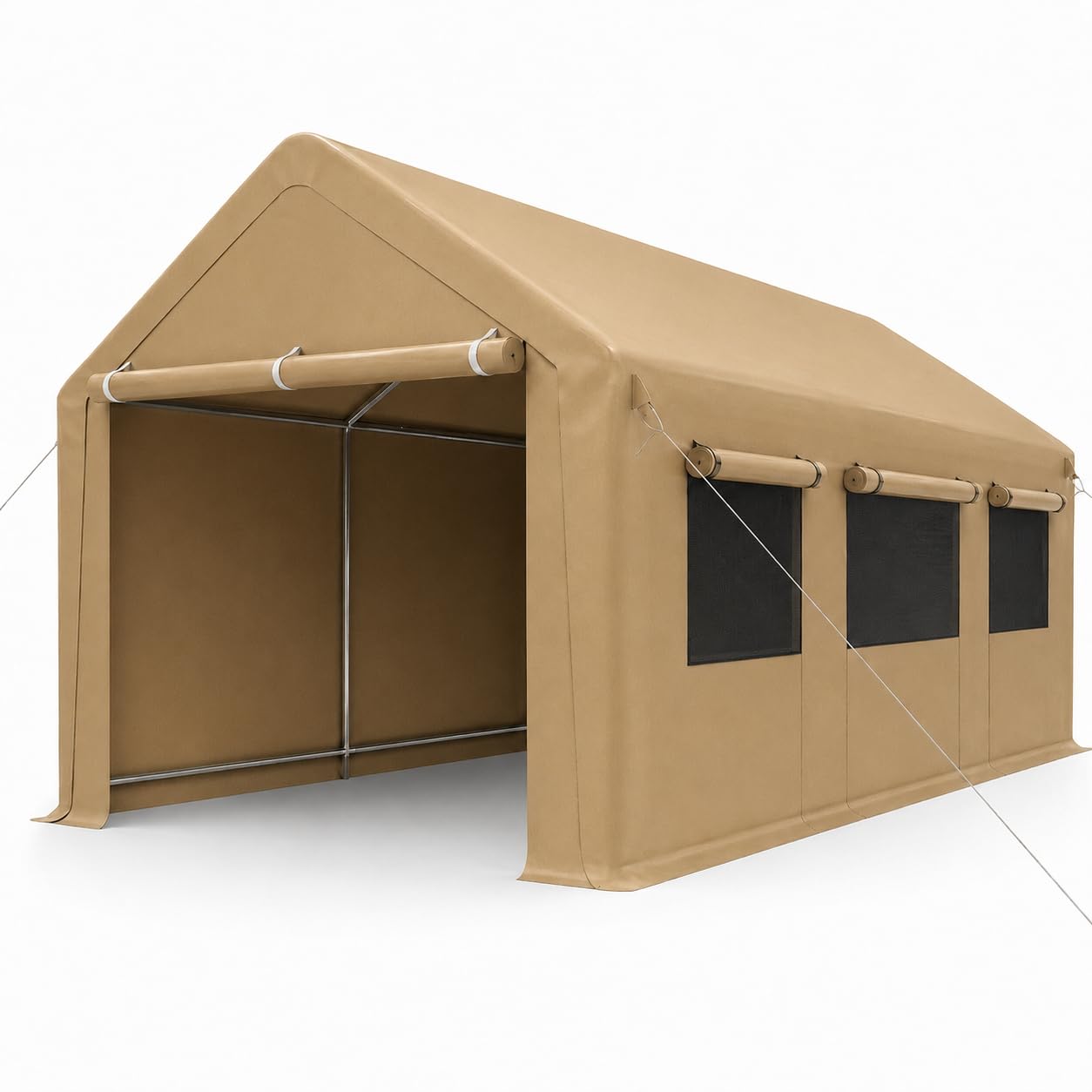 Carport Zeltgarage 3x6 m Winterfest – Garagenzelt mit Rolltor & Seitenfenstern – Wasserdichtes Oxford-Gewebe, Stabiler Stahlrahmen – Auto Carport & Unterstand für PKW, SUV & Motorrad