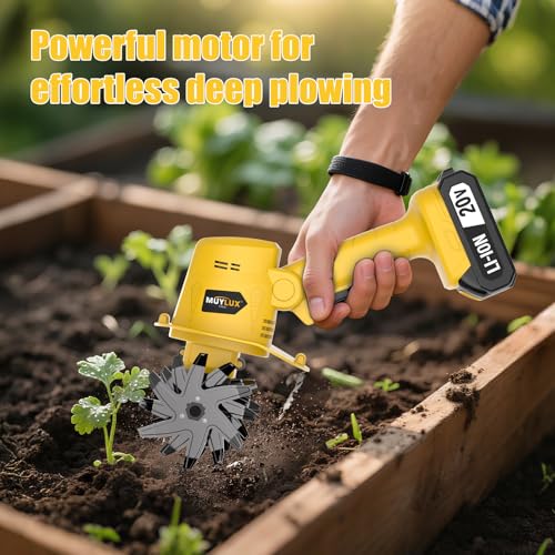 Muylux 20V Cordless Tiller Cultivator for Gardening, Electric Garden Tiller with Battery & Charger, Garden Rototiller for Lawn Gardening Soil Cultivation, 2 Batteries by Muylux - Used condition - Image 7