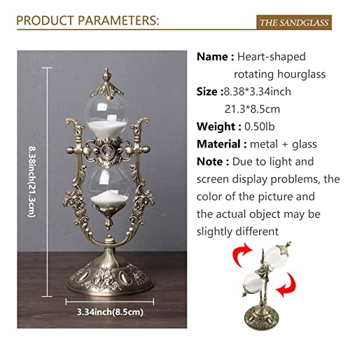 Vintage Hourglass Timer, 15 Minutes Hourglass Timer, Embossed White Sand Metal Glass Hourglass Timer, Used For Vintage Home Decoration, Office Decoration, Kitchen Wedding Gifts #TOP1