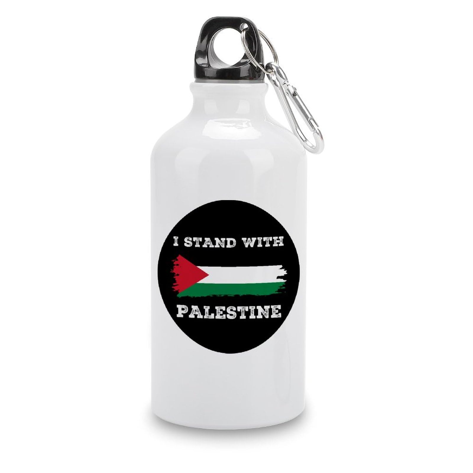 Palestine Flag Water Bottles Stainless Steel I Stand with Palestine Portable Leakproof Bike Water Bottle with Carabiner Clip & Sport Top Tumbler for Sport Gym Outdoor Travel School 14 OZ