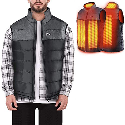 ZLZNX Moto Chaleco Calefactable USB Eléctrico Lavable Chaqueta Calefactable para Hombres y Mujeres Acampar al Aire Libre, Senderismo, Golf,L