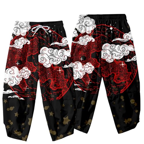 Image of DOSLAVIDA Men's Japanese Kimono Jacket Set Stylish Open Front Coat With Shorts Chinese Style Printed Cardigan Suit