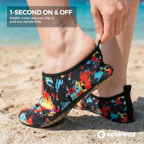 Image of SEEKWAY Water Shoes Women Men Adult Quick-Dry Aqua Socks Barefoot Non Slip for Beach Swim River Pool Lake surf Black SK002(U)