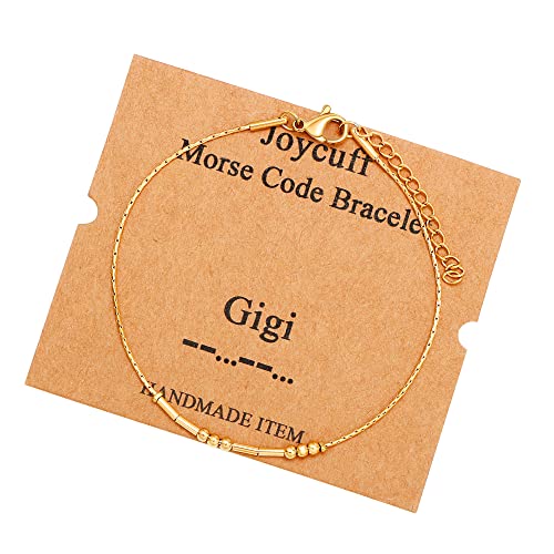 Image of JoycuFF Inspirational Morse Code Bracelets for Women Silver Beads Jewelry Encouragement Mantra Gifts for Her
