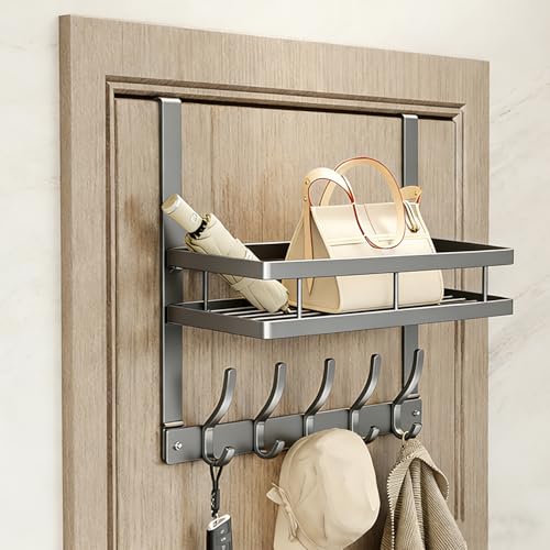 Over The Door Hooks 10-Hook Heavy Duty Door Hanger Organizer with Storage Rack Door Towel Rack Coat Hat Bag Hanger with Rust-Resistant Hooks Space Saving