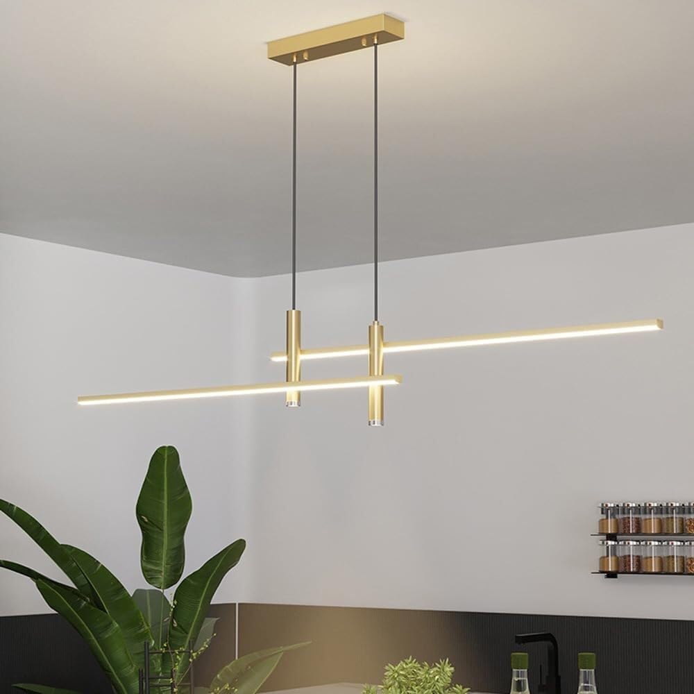 Lampada a Sospensione a LED lineare Moderna Minimalista nordica dimmerabile, Lampada a Sospensione a Tubo Sottile, Lampada da Tavolo da Pranzo Nera Long Island, Lampada a Sospensione per Cucina e