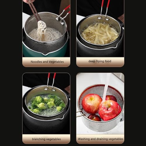Porta papas fritas de acero inoxidable, cesta resistente a altas temperaturas para freidoras, cestas con mango para cocina (12 cm / 4,72 pulgadas) miniatura 6