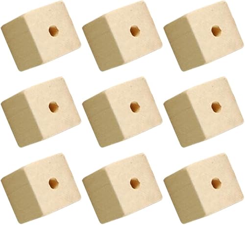 Miniatura 9 de SUPVOX 100 cuentas cuadradas de madera natural en blanco con agujeros para joyas, collares, creaciones, manualidades y proyectos de bricolaje