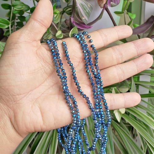 Image of 4mm Rondelle Clear Blue Glass Beads for Jewelry Making 1200pcs Faceted Briolette Shape Crytal Spacer Beads for Bracelet Necklace, bz-wholesale-4mm-Clear Blue-n