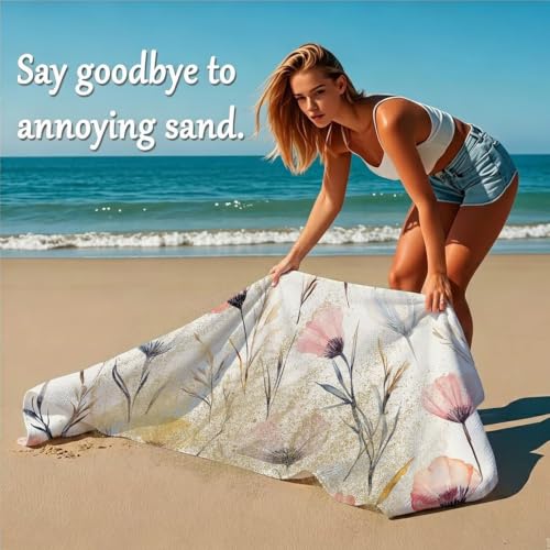 Serviette de plage microfibre 200x90 cm grand format imprimé fleur - 4