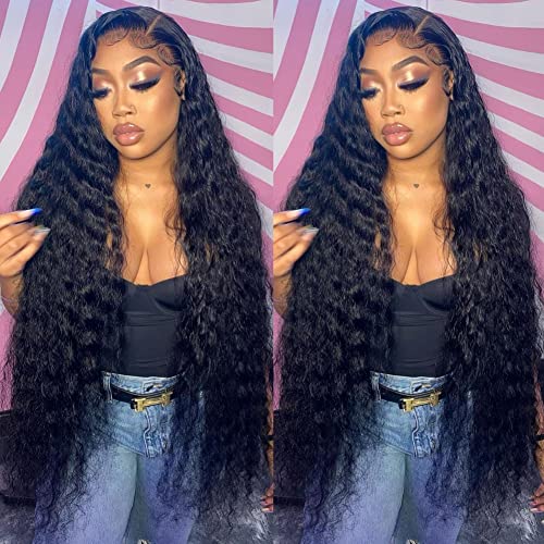 Image of 30 Inch Lace Front Wigs 180% Density Curly Wigs for Black Women 13x4 HD Transparent Lace Frontal Wigs Wet and Wavy Lace Front Wigs Pre Plucked with Natural Baby Hair