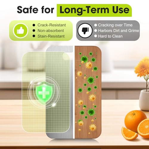 Tabla de Cortar de Acero Inoxidable - Juego de 3 Piezas (Mediana, Grande y Extra Grande), Tablas Dobles para Carnes, Verduras y Frutas, Aptas para Lavavajillas miniatura 3