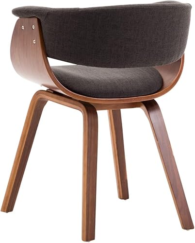 Miniatura 6 de Silla de comedor moderna con tela gris y marco de madera pulida, diseño ergonómico para asientos cómodos, construcción de madera doblada resistente