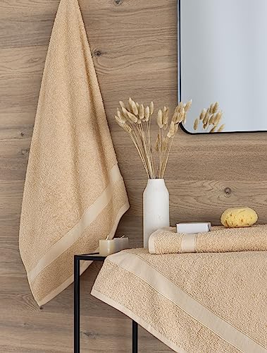 Miniatura 6 de Todocama Juego De 2 Toallas De Ducha, 100 Algodón De 550 Gsm Extra Suaves, Altamente Absorbentes Y De Secado Rápido. Medida 70x140 Cm, Color Beige.