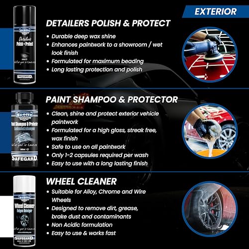 Scotts Ultimate Car Cleaning Kit - 15-Piece Professional Valeting Set for Interior & Exterior | Showroom Finish, Detailing Essentials & More | Perfect Car Wash Gift Pack - Image 4