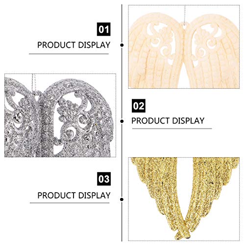 Decoração de árvore de Natal, asas de anjo, ornamentos de asas de anjo, 3 peças