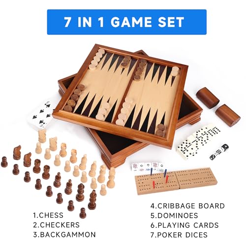 Juego de mesa Deluxe 7-en-1 set de madera miniatura 3