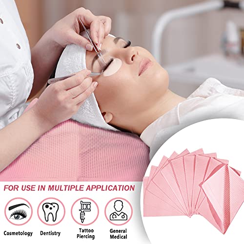 Dental-Bibs-Disposable-3-Ply-Waterproof-Patient-Bibs-Dental-Tray-Covers-Eyelash-Extension-Nail-Art-Tattoo-Supplies-13-x-18-Pack-of-125-Pink