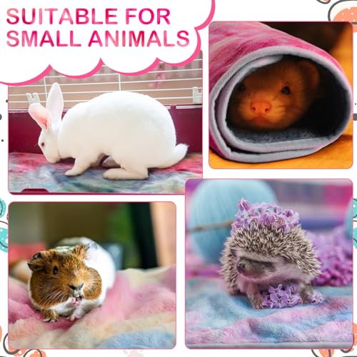 Image of Reginary 4 Pcs Waterproof Guinea Pig Blankets Washable Small Animal Fleece Bedding Absorbent Guinea Pig Cage Liners Reusable Pet Pee Pad Sleep Mat for Hamster Ferret (Tie Dye Pattern,12 x 12 Inch)